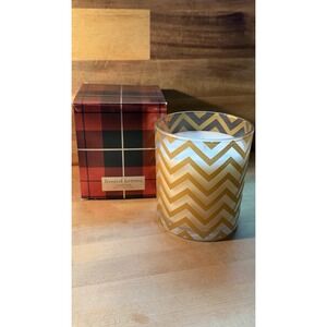 QVC Frosted Berries Scented Candle 9.5 Oz Chevron Decorative Glass Holder NEW